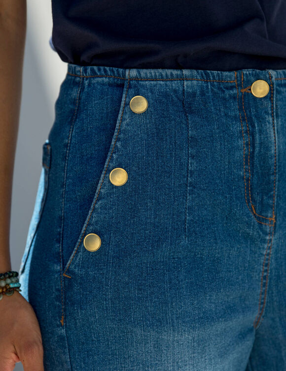 Jean flare, taille haute (stone used) Jean flare, taille haute (stone used)